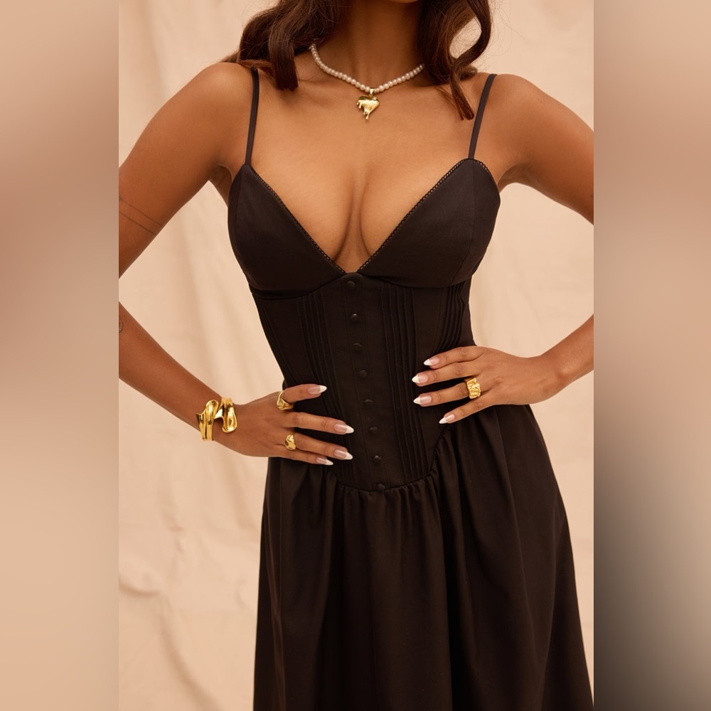 House of CB Lova Black Corset Maxi Dress